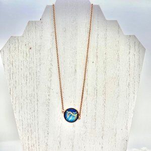 One-of-a-kind hand inked pendant necklace Rose Gold Stainless Steel